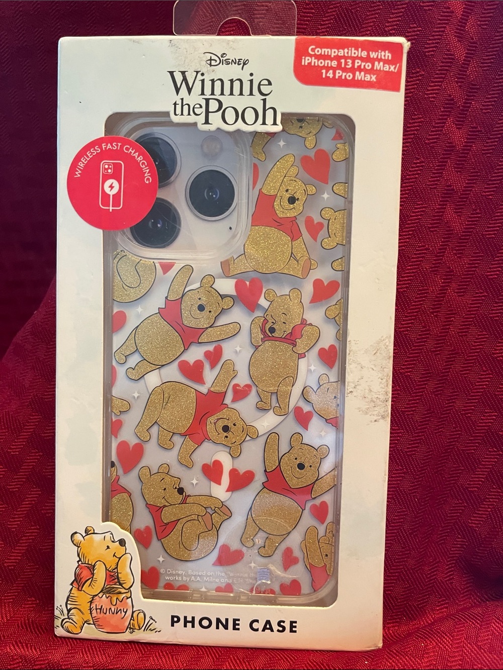 Disney Winnie the Pooh Clear Phone Case for iPhone 13 Pro Max & 14 Pro Max.